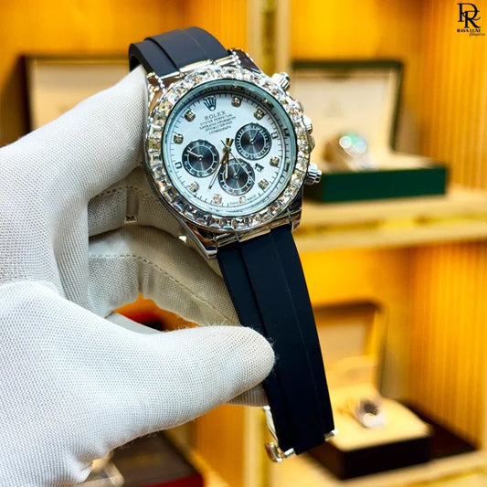 Ro-lex Second Copy – Stone Bezel with Rubber Strap