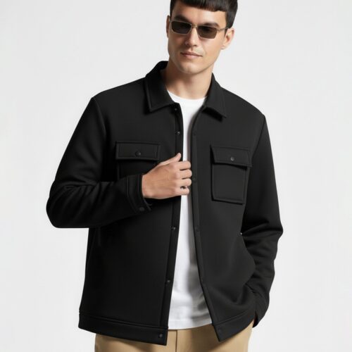 Dual Pocket Utility Jacket- Black